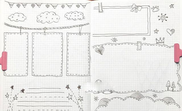 一组黑白线描手抄报，可以直接用也可以DIY涂上颜色，快收藏吧