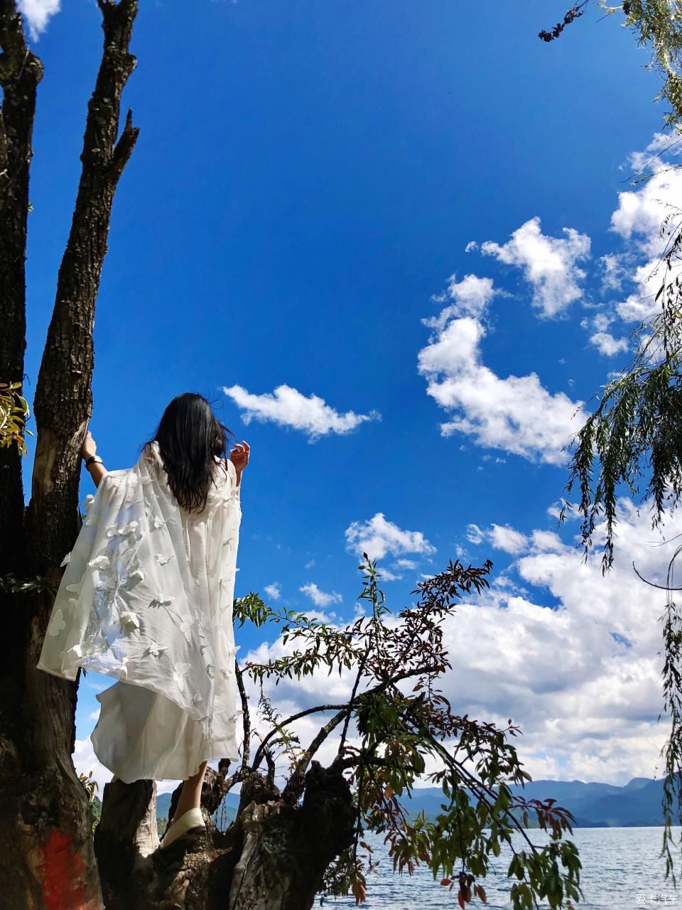  「尽显」【美女当车模】紧身牛仔裤搭配黑色长靴，尽显长腿女神好身材