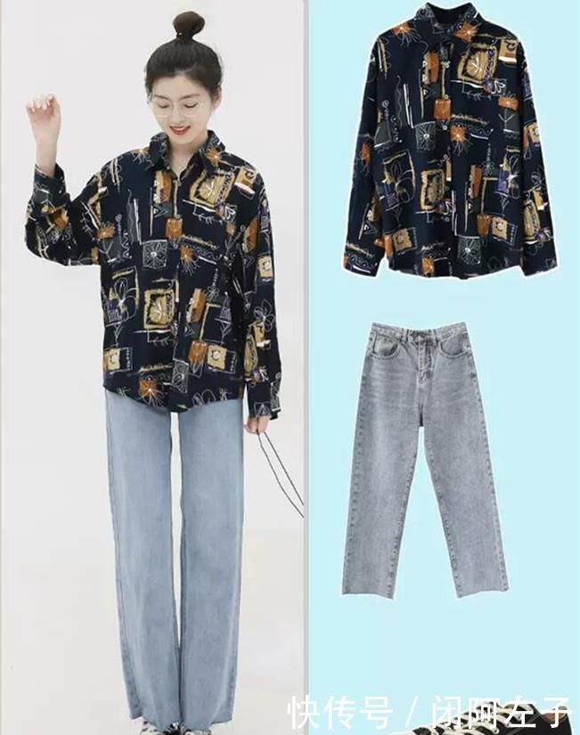 尽显■复古印花衬衫搭配小心机,个性时尚尽显文艺少女,出街回头率爆表
