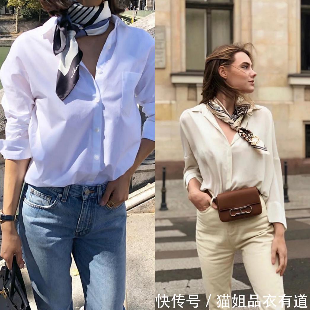  「西装配上白色」春夏穿衣丝巾成亮点，优雅复古又摩登，优雅女人们早就穿上了