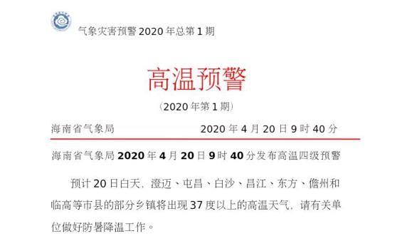  预警：海南一天两发高温四级预警！啥情况？