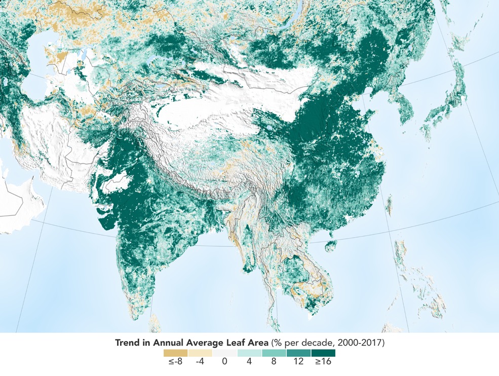 NASA：多虧中國與印度 地球比20年前更綠了 科技 第2張