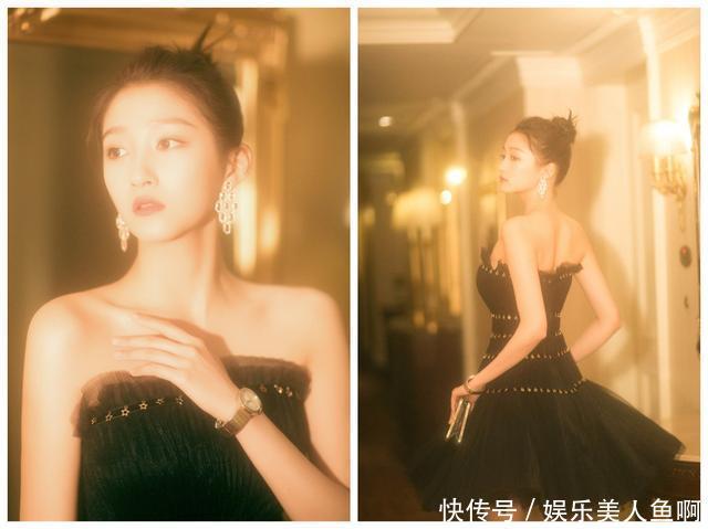 关晓彤可算是穿对了！一袭黑色抹胸裙上身，筷子腿惊艳网友
