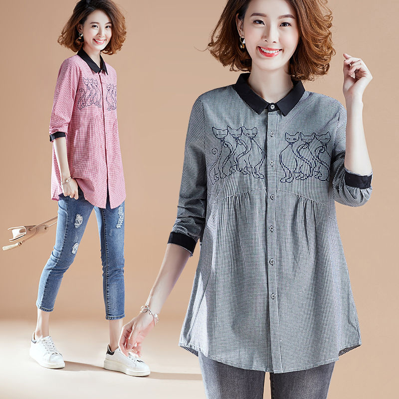 金秋老婆穿这样一件宽松文艺棉麻衫洋气显瘦,比真丝裙好看多了