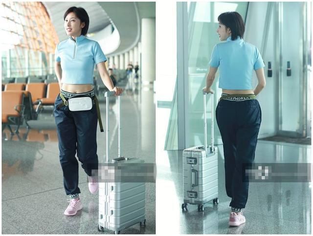 34岁张俪短发立领露脐装，清爽帅气健康美，网友:没想那么有料