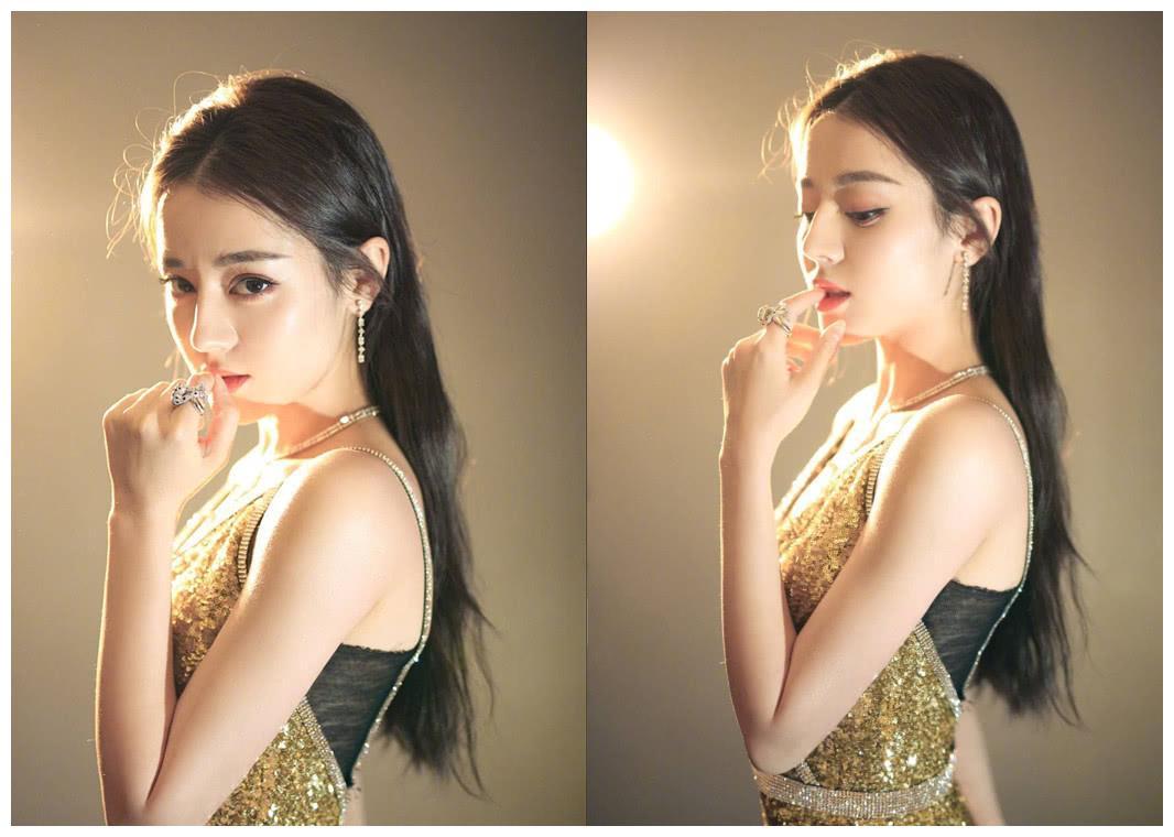 94斤的迪丽热巴与84斤的唐嫣撞衫亮片裙，骨感美终究输了！