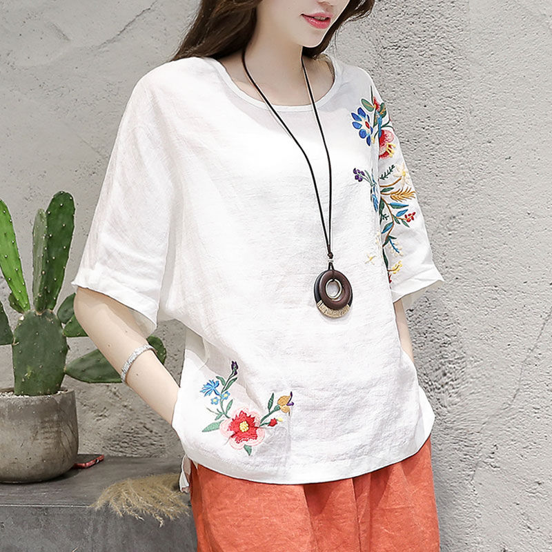 有一种清凉叫:“天然棉麻衫”配萝卜裤穿很舒适，美的独一无二