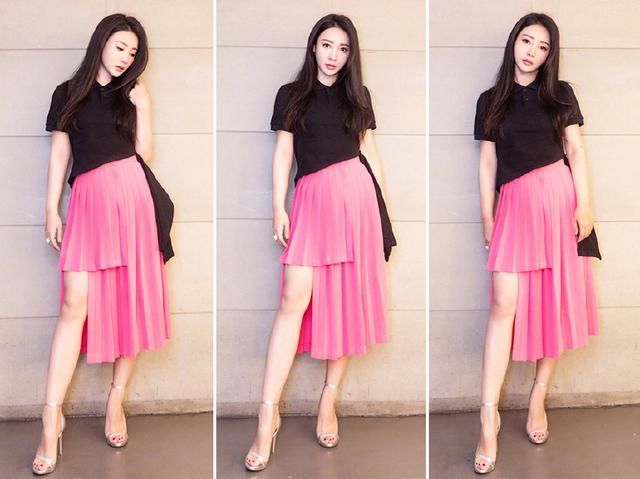 柳岩这是要转型？白t配背带裙，不走性感路线的她美得很清纯