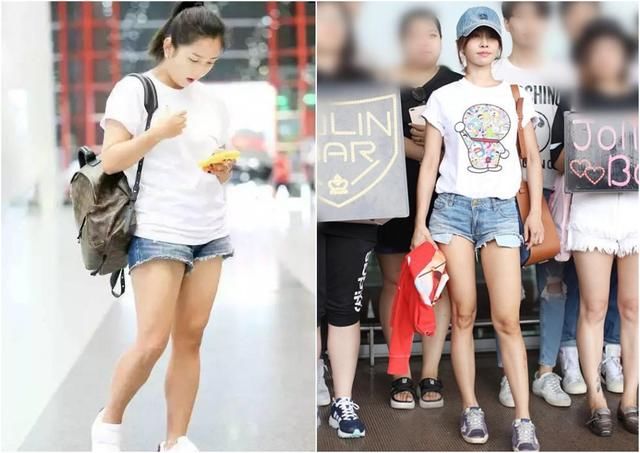 同是T恤配牛仔，何洁像路人，蔡依林像模特！没有对比就没有伤害