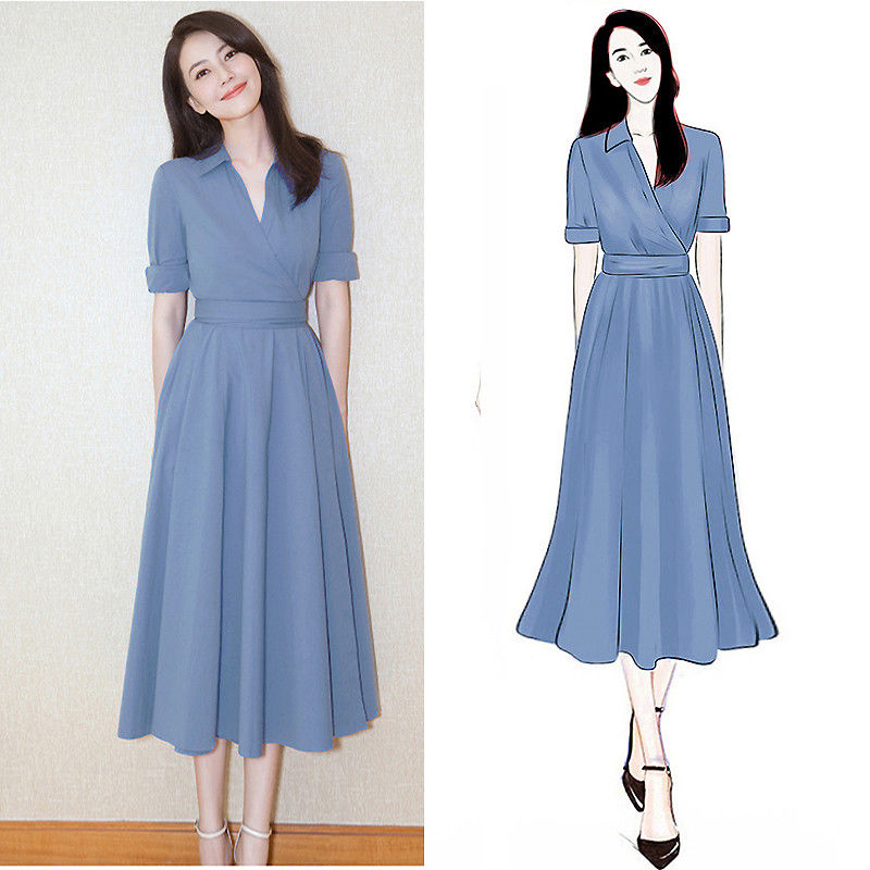 人美，不用刻意打扮，多穿这些秋款优雅雪纺连衣裙，上身大方舒适