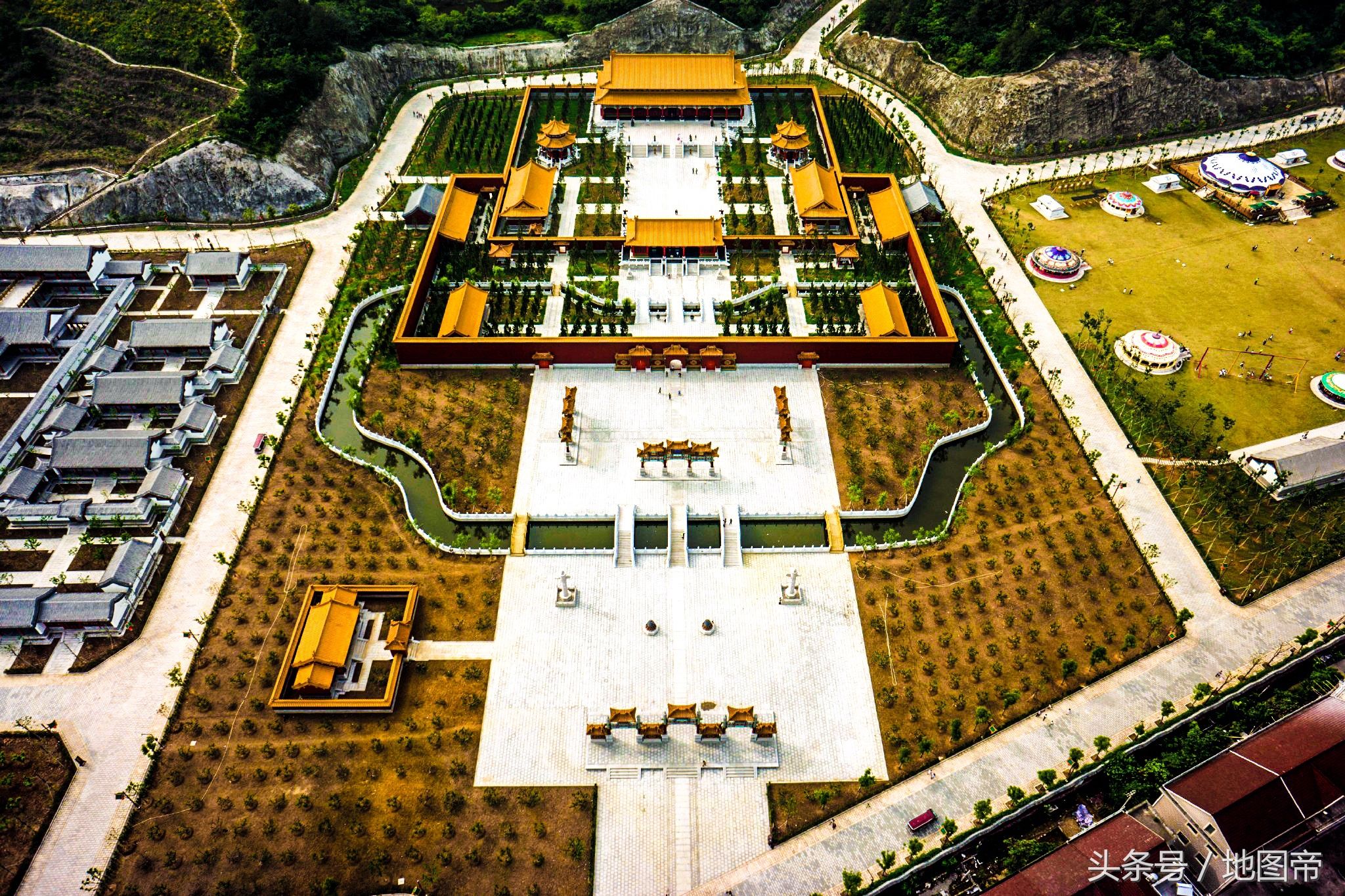 航拍横店圆明新园，历时7年耗300亿复建圆明园80%多建筑景观