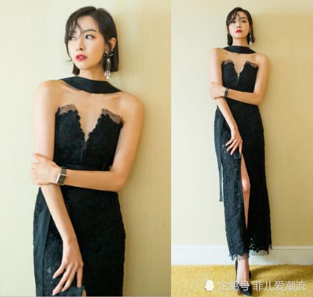 宋茜难得惊艳一场，穿小V开叉裙秀身姿，却不想被刘海给彻底毁了