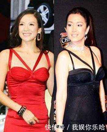 巩俐与郭采洁相差20岁，同穿条纹吊带裙，气质差距咋就这么大呢