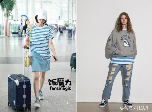 吴奇隆刘诗诗情侣装现身机场狂撒狗粮，宋茜就不能好好穿衣吗？