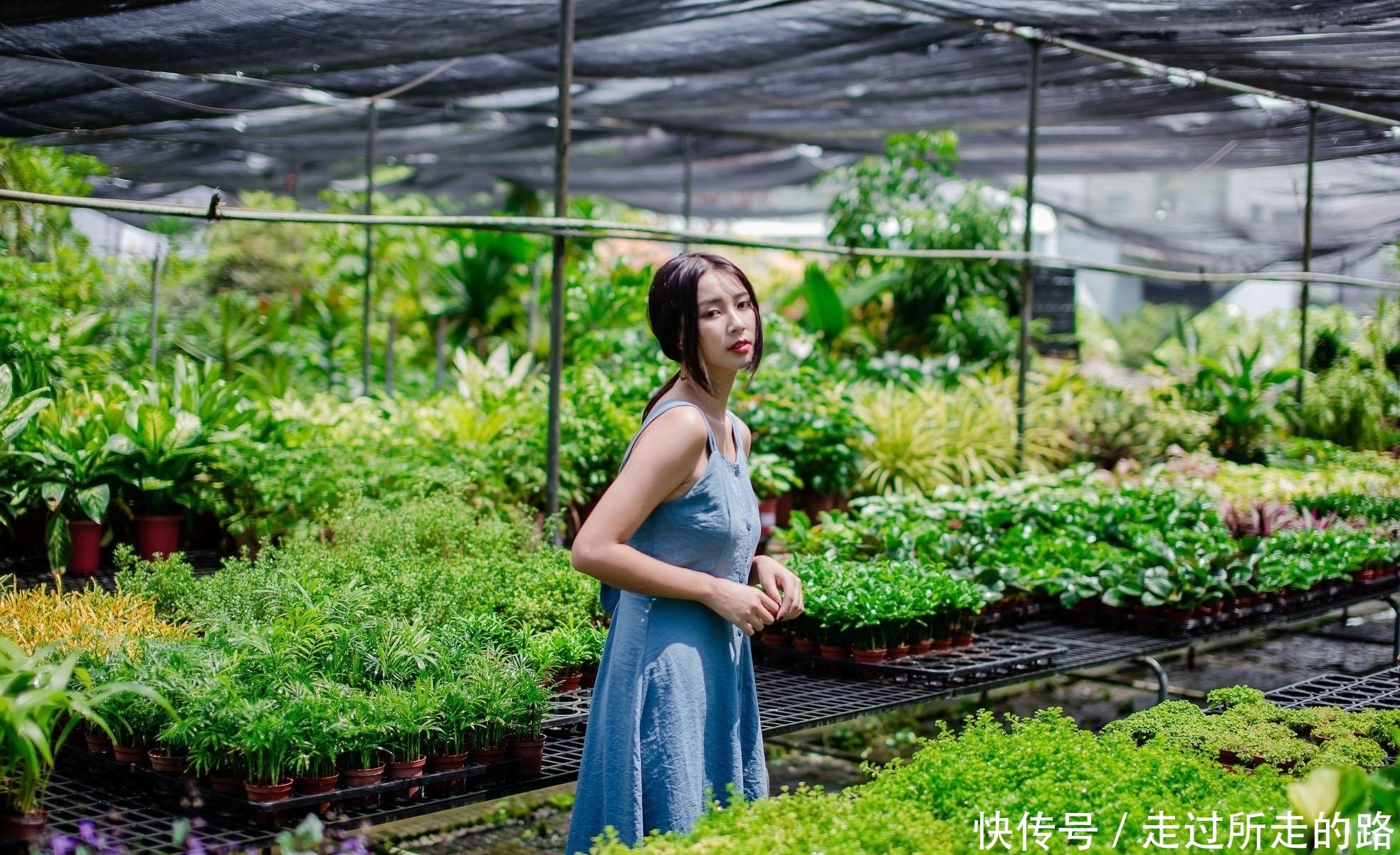  『写真』青春美少女蓝色吊带连衣裙时尚生活写真