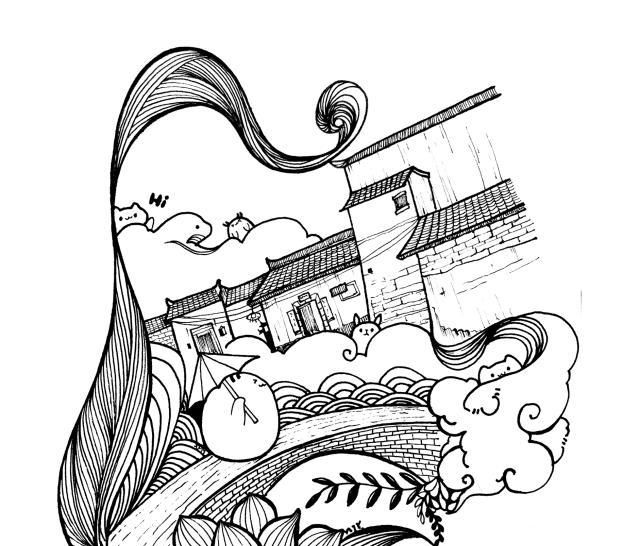 笔画过程图：遇见一座城，绘一座桥，线条越画越单有趣