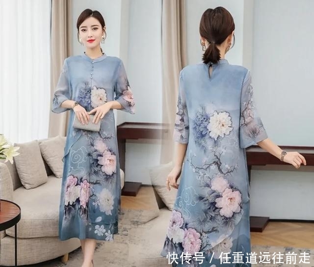  #气质#非常适合50左右的妈妈连衣裙，非常的舒适透气，洋气时髦