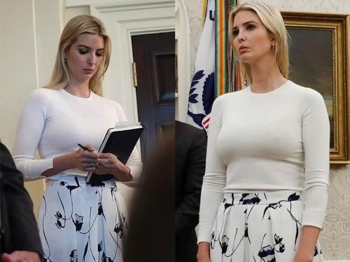川普女儿穿着人手一件的白衬衫开会竟超显大牌，不愧曾是世界名模