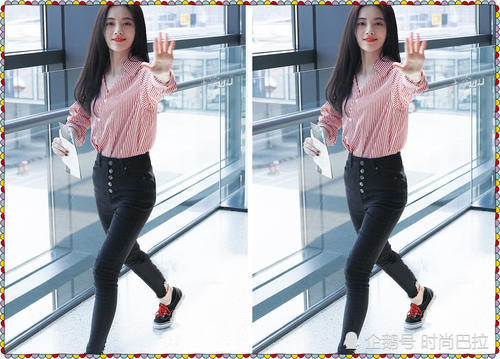 鞠婧祎漫画腿逆天!黑色长裤穿成健美裤,网友:159身高穿出170效