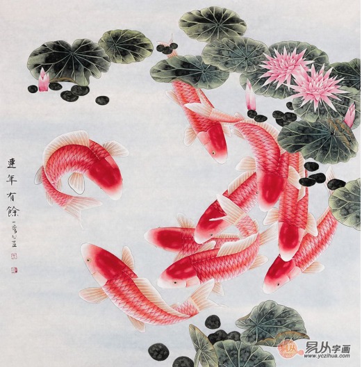 王一容擅长画什么 招财九鱼图可谓是一绝