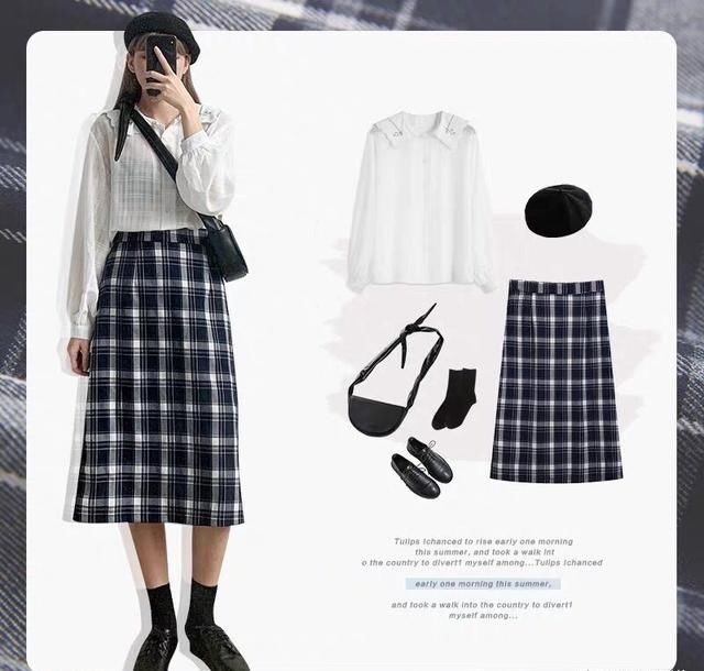  气质@经典格子的搭配合集，少女气质超减龄，用简单几步完成时尚任务