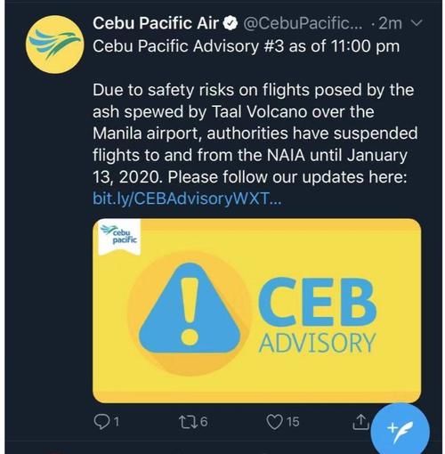 马尼拉火山机场关闭多久