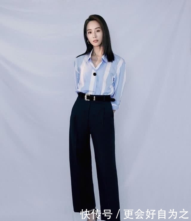  『设计』张钧甯美得真让人嫉妒！穿条纹衬衫配9分阔腿裤，自带高级感炸裂