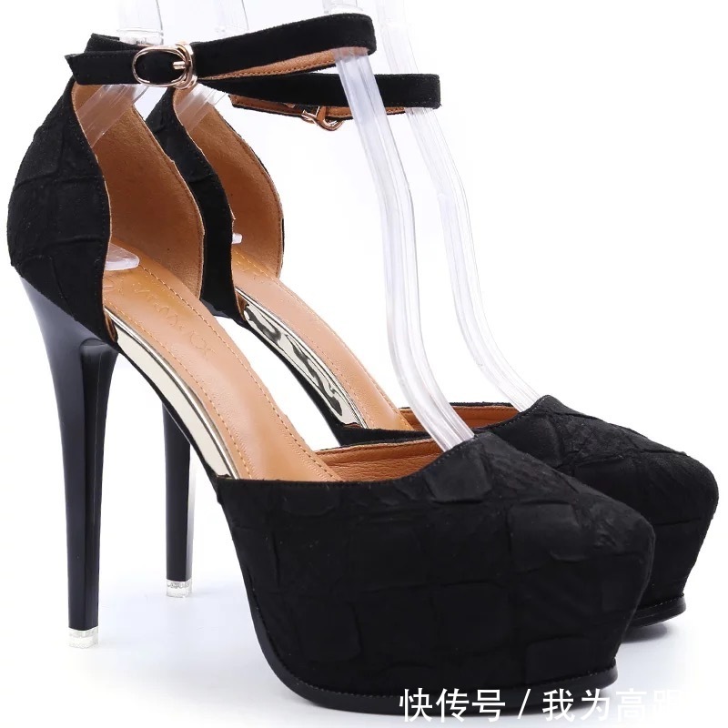 纸皮纹理的防水台高跟鞋，性感又有一点柔弱感