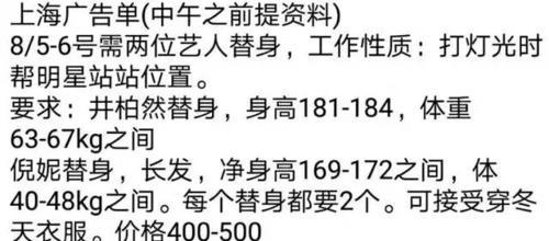 倪妮井柏然分手后合拍广告；王传君和章宇合作麦麸；赵丽颖经纪人