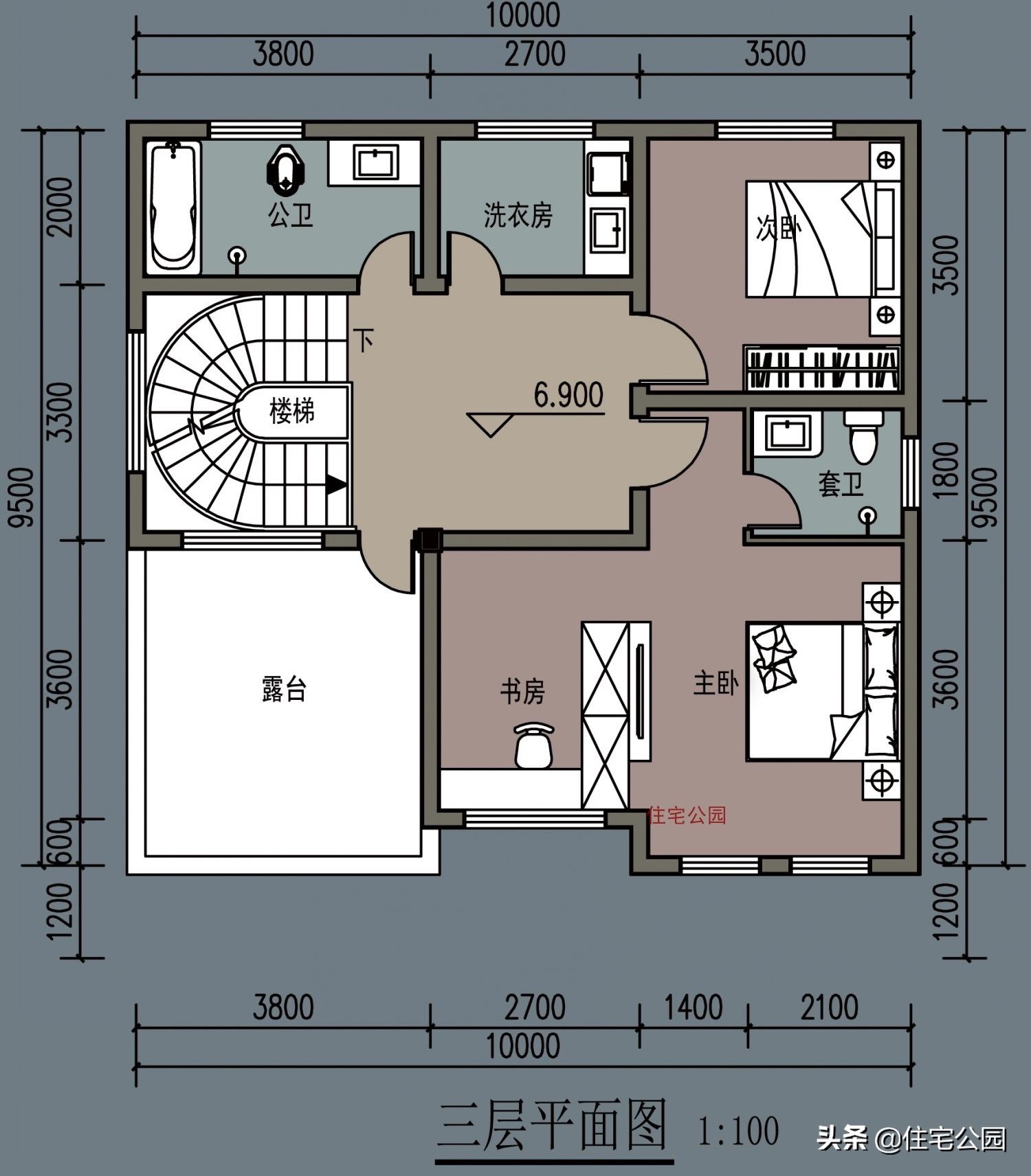 农村盖房若是没有院子，那还住什么人，10X9米大气3层别墅分享