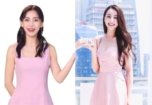 29岁baby和26岁热巴同穿小粉裙，是不是真的女神脸，一目了然！