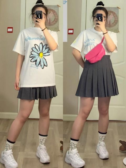  「百褶短裙」微胖妹纸的短裙LOOK，美丽满分