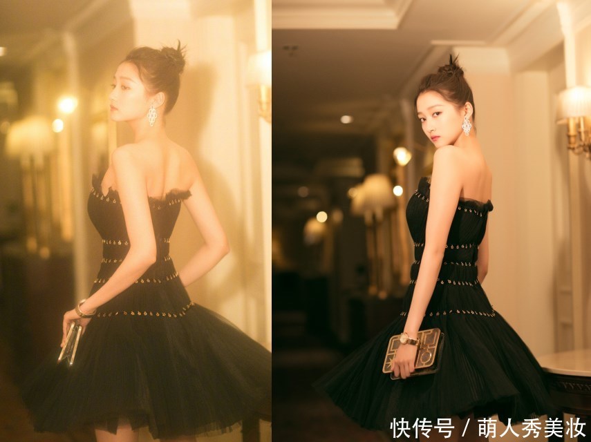关晓彤穿抹胸裙，上身都快撑爆了，网友：鹿晗功不可没啊！