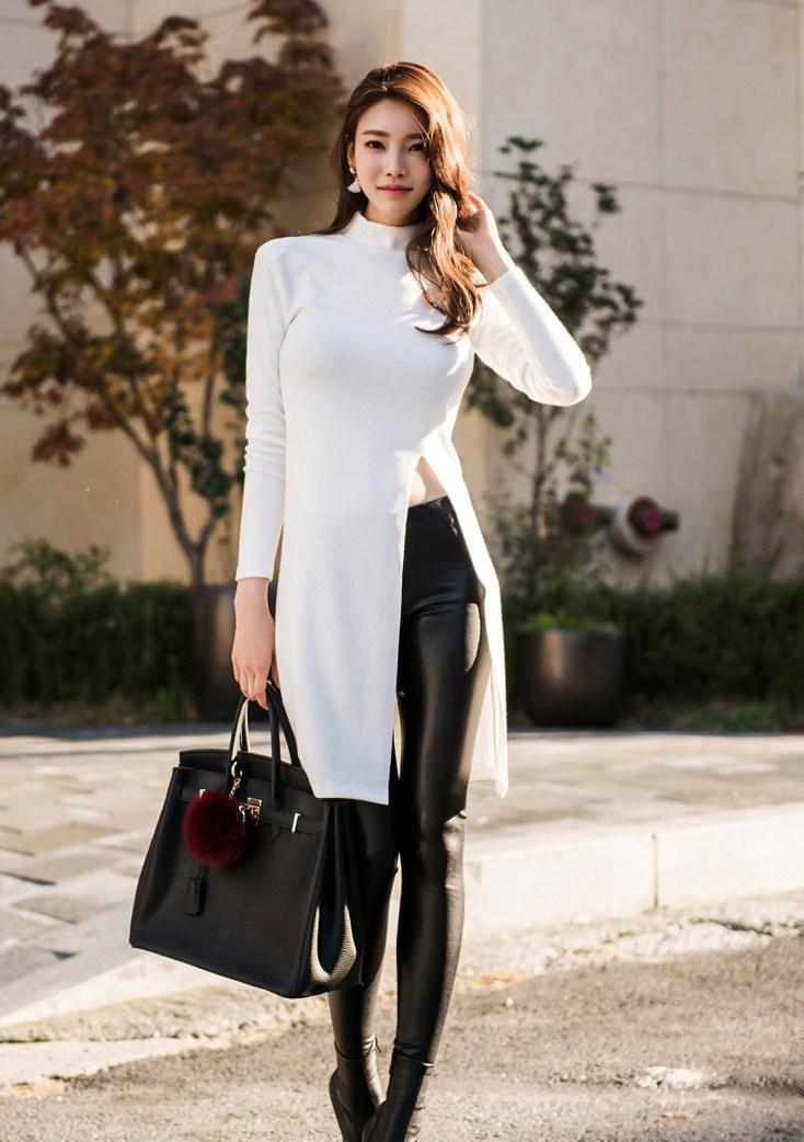 轻松秀出女人的妩媚与高贵，皮裤足以满足时尚要求！