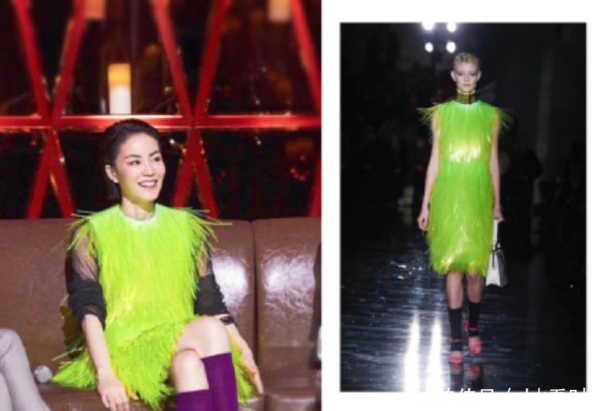 王菲这么丑的荧光裙都穿的好看，不愧是时尚天后，网友：表情亮了