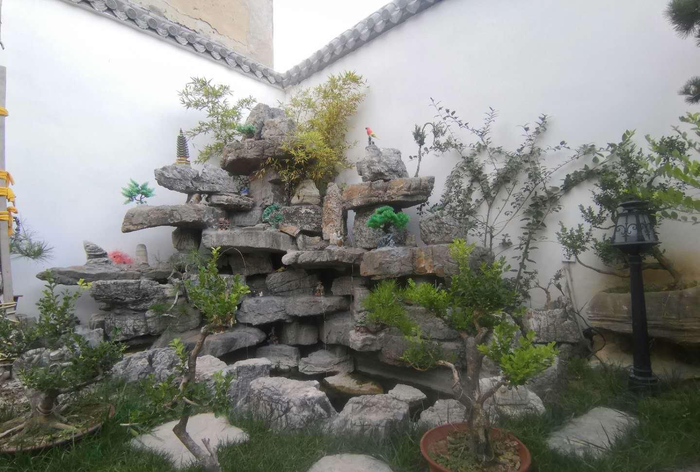 『植物』庭院鱼池假山石头的制作