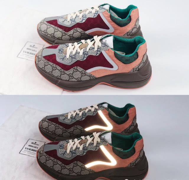  『复古』古驰Gucci 反光皮革复古老爹鞋