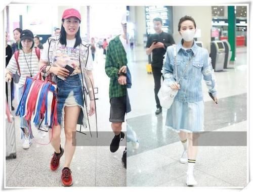 钟丽缇刘诗诗都98斤，同穿牛仔短裤，网友：这差距太尴尬