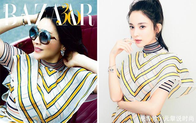 47岁李嘉欣条纹连衣裙连撞刘嘉玲娜扎,网友:港姐底子可不是吹的