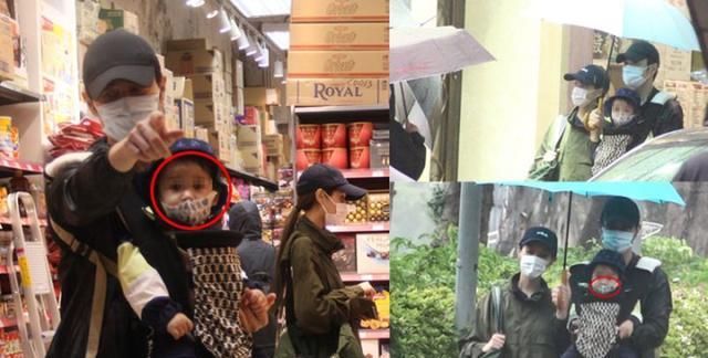  #郑嘉颖#郑嘉颖抱娃带妻去逛街，儿子Rafael萌态十足，发现被跟拍面露不悦