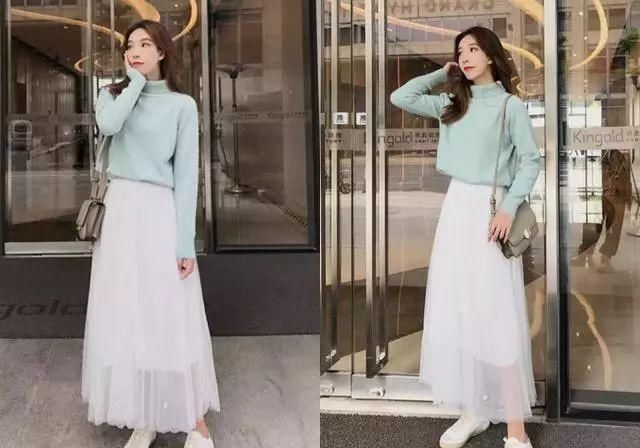  白鞋：今年很流行的网纱半身裙, 搭配小白鞋最舒适, 谁穿谁美!