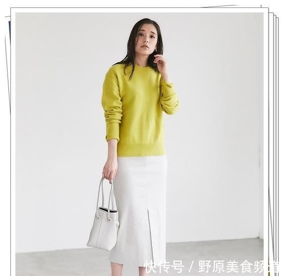 #明媚#黄色单品正在流行!15种黄色针织衫日系造型,明媚的春天气息