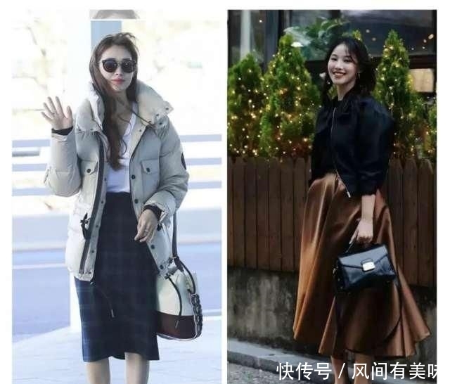  『显瘦』2020年最时髦好看的“王炸组合”，羽绒服＋裙子，保暖显瘦又时尚