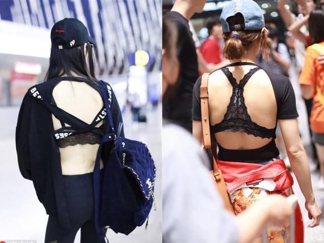 蔡依林机场秀身材，穿蕾丝吊带撞上奚梦瑶却不输，这美背我服！