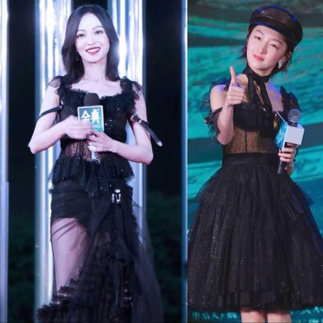 36岁张韶涵撞衫26岁周冬雨，才明白什么是女神什么是女孩！