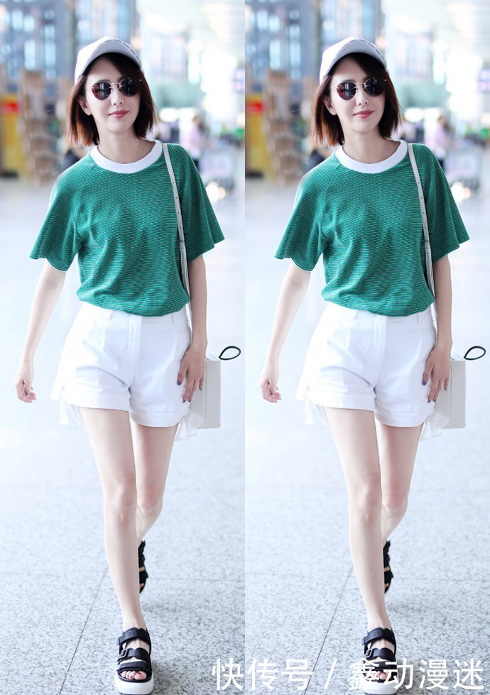 佟丽娅这短裤在家穿都嫌短，她还敢穿出门？网友：为显腿长也是拼