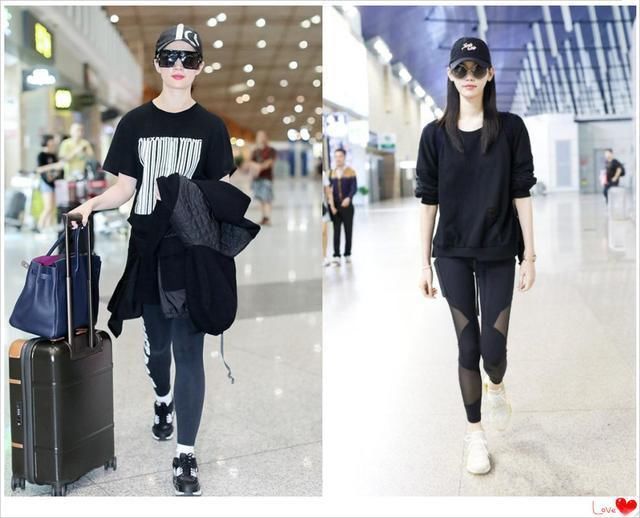 没奚梦瑶的腿就别打底裤外穿了,像刘亦菲一样勒出肌肉腿就尴尬了