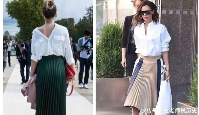  「腿部最容易显肥」白衬衫+半身裙，温柔与帅气并存，分分钟让人眼前一亮