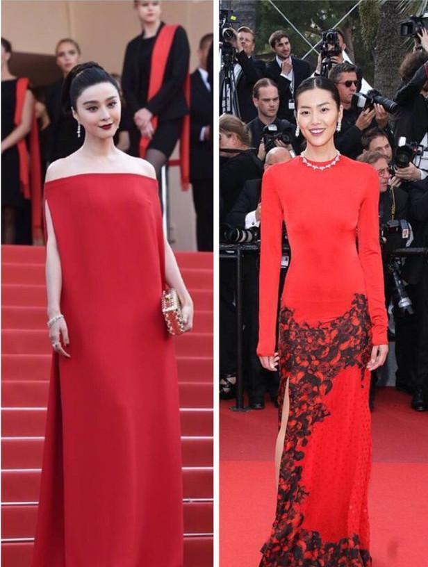 范冰冰与刘雯穿红裙同台比美，范冰冰颜值完胜，却输了在这一点上