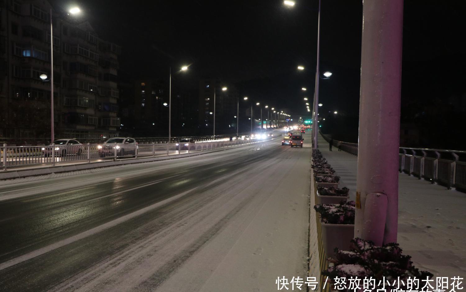 组图： 山东“雪窝子”烟台的夜间雪景, 看看是啥样